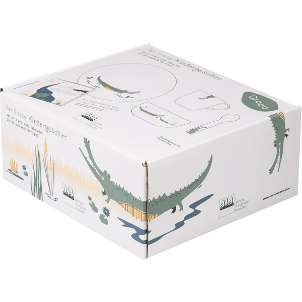 ASA Selection Croco 5-delig Kinderservies Wit Glanzend 2 ASA Selection Croco 5-delig Kinderservies Wit Glanzend - Afbeelding 2