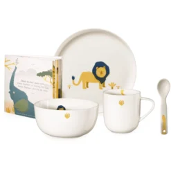 ASA Selection Kinderservies 5-delig Leeuw Wit Glanzend