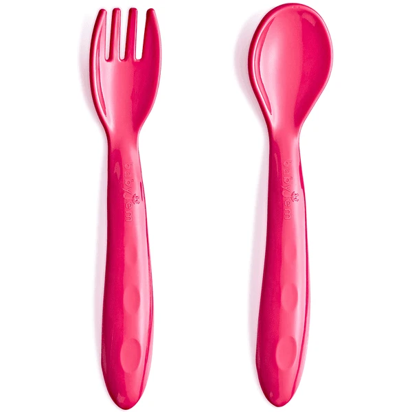 BabyJem Lepel- En Vorkenset 2 Stuks BPA Vrij Roze 1 BabyJem Lepel- En Vorkenset 2 Stuks BPA Vrij Roze