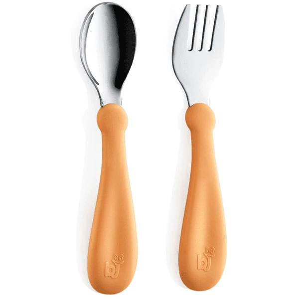 BabyJem RVS Vork En Lepel Oranje 4 BabyJem RVS Vork En Lepel Oranje - Afbeelding 4