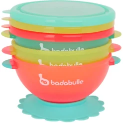 Badabulle Kleurrijke Papkommen Met Deksel En Zuignap
