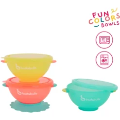 Badabulle Kleurrijke Papkommen Met Deksel En Zuignap -Lief En Klein badabulle kleurrijke papkommen met deksel en zuignap a318425 3