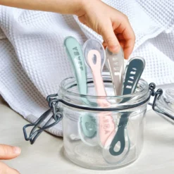 BEABA Baby Lepel Set Van 4 Siliconen 2e Leeftijd Drizzle -Lief En Klein beaba baby lepel set van 4 siliconen 2e leeftijd drizzle a302102 3