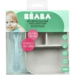 BEABA Bestekset Verdeeld Siliconen Bord + Lepel -Lief En Klein beaba bestekset verdeeld siliconen bord lepel a318209 2