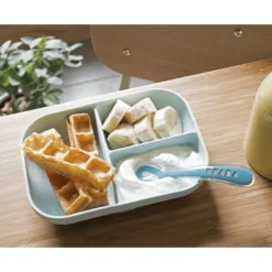 BEABA Gedeeld Bord Siliconen Met Lepel Blauw -Lief En Klein beaba gedeeld bord siliconen met lepel blauw a281599 3