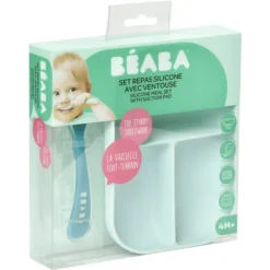 BEABA Gedeeld Bord Siliconen Met Lepel Blauw -Lief En Klein beaba gedeeld bord siliconen met lepel blauw a281599 4