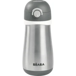 BEABA Roestvrij Stalen Rietjesbeker 350ml - Mineraal Grijs -Lief En Klein beaba roestvrij stalen rietjesbeker 350ml mineraal grijs a364130 4