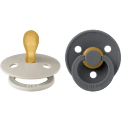 BIBS® Fopspeen Colour Symmetrische Speen Sand & Iron 0-6 Maanden, 2 Stuks.