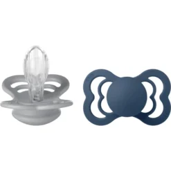 BIBS Fopspeen Supreme Cloud En Steel Blue Silicone 6-36 Maanden, 2 Stuks