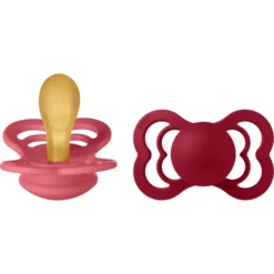 BIBS Fopspeen Supreme Coral/Ruby Latex 6-36 Maanden, 2 St.