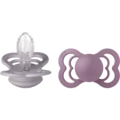 BIBS® Fopspeen Supreme Fossil Grey & Mauve Silicone 6-36 Maanden, 2st.