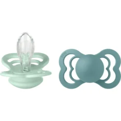 BIBS Fopspeen Supreme Nordic Mint En Island Sea Silicone 6-36 Maanden, 2 Stuks.
