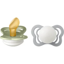 BIBS® Nacht Fopspeen Couture Sage En Cloud Glow Latex 0-6 Maanden, 2 Stuks.