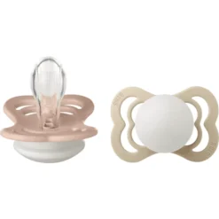 BIBS Siliconen Fopspeen Supreme 0-6 Maanden, Blush En Vanilla Glow 2 Stuks.