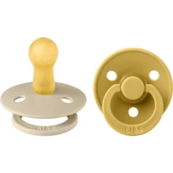 BIBS Soother Colour Mosterd / Vanille 6-18 Maanden, 2 Stuks.