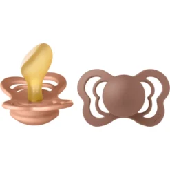BIBS Soother Couture Peach En Woodchuck Latex 6-36 Maanden, 2 Stuks.