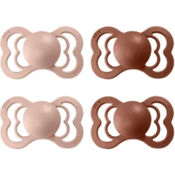 BIBS Soother Supreme Blush / Woodchuck Latex 0-6 Maanden, 4 St.