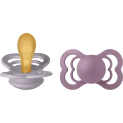 BIBS® Soother Supreme Fossil Grey & Mauve Latex 6-36 Maanden, 2 Stuks.