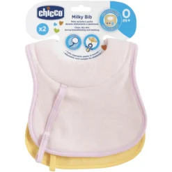 Chicco Voedings- En Kwijlslabbetje + Speenband, Roze En Geel, 2 Stuks