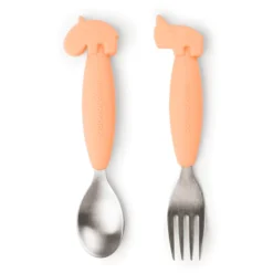 Done By Deer ™ Easy-grip Lepel En Vork Set, Hert Friends Koraal -Lief En Klein done by deer easy grip lepel en vork set hert friends koraal a373553 4