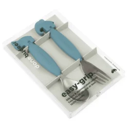 Done By Deer ™ Easy-grip Lepel En Vork Set, Herten Friends Blauw -Lief En Klein done by deer easy grip lepel en vork set herten friends blauw a373552 3