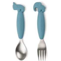 Done By Deer ™ Easy-grip Lepel En Vork Set, Herten Friends Blauw -Lief En Klein done by deer easy grip lepel en vork set herten friends blauw a373552 4