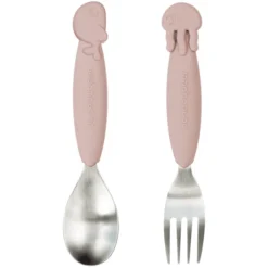 Done By Deer ™ Lepel & Vork Set YummyPlus Zee Friends In Roze -Lief En Klein done by deer lepel amp vork set yummyplus zee friends in roze a310914 2