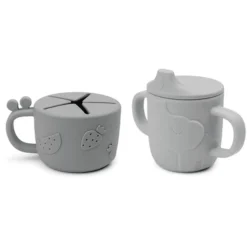 Done By Deer ™ Peekaboo Snack & Drink Beker Set Hert Friends Grijs -Lief En Klein done by deer peekaboo snack amp drink beker set hert friends grijs a341312 4