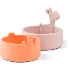 Done By Deer ™ Silicone Bowl 2 Pack Lalee Pink / Coral -Lief En Klein done by deer silicone bowl 2 pack lalee pink coral a411445 2