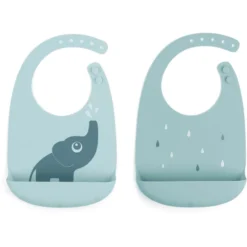 Done By Deer ™ Siliconen Slabbetje 2-Pack Elphee Blauw