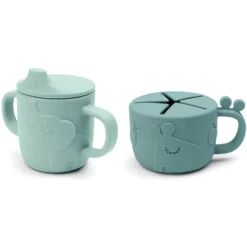 Done By Deer ™ Snack & Drink Beker Peekaboo Set Hert Friends Blauw