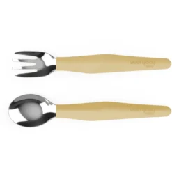 Everyday Baby Bestek Om Te Leren Eten, Roestvrij Staal Met Siliconen Handvat, 2-delig Zacht Yellow