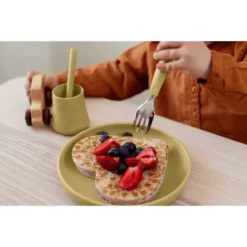 Everyday Baby Bestek Om Te Leren Eten, Roestvrij Staal Met Siliconen Handvat, 2-delig Zacht Yellow -Lief En Klein everyday baby bestek om te leren eten roestvrij staal met siliconen handvat 2 delig zacht yellow a344142 4