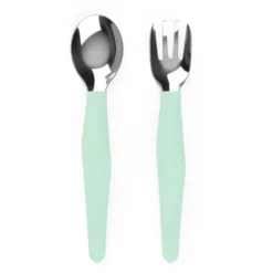 Everyday Baby Roestvrijstalen Bestek Met Siliconen Handvat, 2 St. In Mint Green -Lief En Klein everyday baby roestvrijstalen bestek met siliconen handvat 2 st in mint green a315117 2