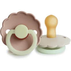 FRIGG Fopspeen Daisy Latex Blush Night / Cream Night 0-6 Maanden, 2 Stuks