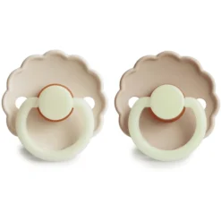 FRIGG Fopspeen Daisy Latex Cream Night /Croissant Night 0-6 Maanden, 2 Stuks -Lief En Klein frigg fopspeen daisy latex cream night croissant night 0 6 maanden 2 stuks a397866 2