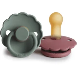 FRIGG Fopspeen Daisy Latex, Dusty Rose/Lily Pad 6-18 Maanden, 2 Stuks