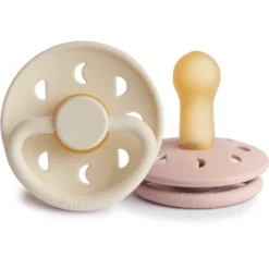 FRIGG Fopspeen Maanfase Latex, Blush / Cream 6-18 Maanden, 2 Stuks