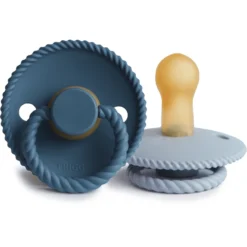 FRIGG Fopspeentouw Latex Ocean Bekijk/ Powder Blauw 6-18 Maanden, 2 Stuks