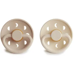 FRIGG Soother Moon Phase Latex Cream /Croissant 6-18 Maanden, 2 Stuks -Lief En Klein frigg soother moon phase latex cream croissant 6 18 maanden 2 stuks a397754 2