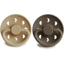 FRIGG Soother Moon Phase Latex Croissant/Portobello 6-18 Maanden, 2 Stuks. -Lief En Klein frigg soother moon phase latex croissant portobello 6 18 maanden 2 stuks a397761 2