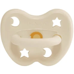 HEVEA Fopspeen - Natuurlijk Rubber / Milky White / Rond / Ster & Maan (0-3 Ma.)