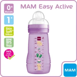 MAM Babyfles Easy Active 270 Ml 0+ Maanden, Kat/vlinder -Lief En Klein mam babyfles easy active 270 ml 0 maanden kat vlinder a300797 2