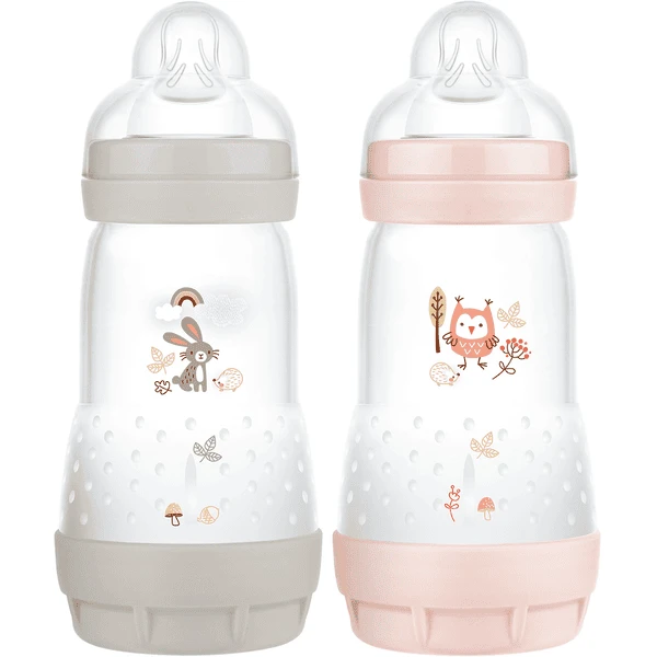 MAM Babyfles Easy Start Anti-koliek-Elementen 260 Ml 2 Stuks Konijn/uil In Grijs/roze 1 MAM Babyfles Easy Start Anti-koliek-Elementen 260 Ml 2 Stuks Konijn/uil In Grijs/roze
