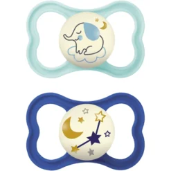 MAM Fopspeen Air Night Silicone, 6-16 Maanden, 2 Stuks, Elephant/Stars
