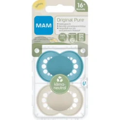 MAM Fopspeen Original Pure Silicone, 2st, Blauw/beige, 16+ Maanden -Lief En Klein mam fopspeen original pure silicone 2st blauw beige 16 maanden a394469 3