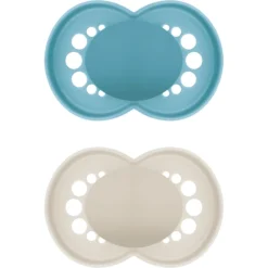 MAM Fopspeen Original Pure Silicone, 2st, Blauw/beige, 16+ Maanden -Lief En Klein mam fopspeen original pure silicone 2st blauw beige 16 maanden a394469 4