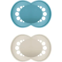 MAM Fopspeen Original Pure Silicone, 2st, Blauw/beige, 6-16 Maanden