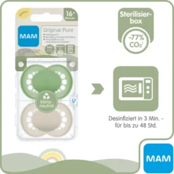 MAM Fopspeen Original Pure Silicone, 2st, Groen/beige, 16+ Maanden -Lief En Klein mam fopspeen original pure silicone 2st groen beige 16 maanden a394470 2