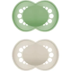 MAM Fopspeen Original Pure Silicone, 2st, Groen/beige, 16+ Maanden